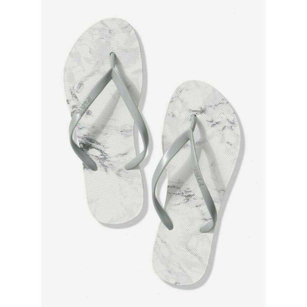 Victoria’s Secret PINK White Marble Cloud Flip Flops NWT